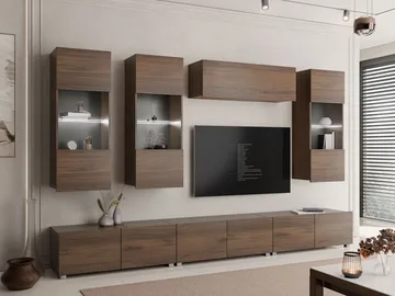 Tessan Tv väggenhet med LED-belysning - brun - Möbler - TV- & Mediamöbler - TV-möbelset