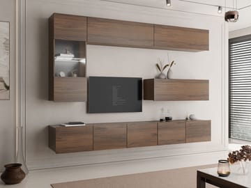 Tessan Tv väggenhet med LED-belysning - brun - Möbler - TV- & Mediamöbler - TV-möbelset