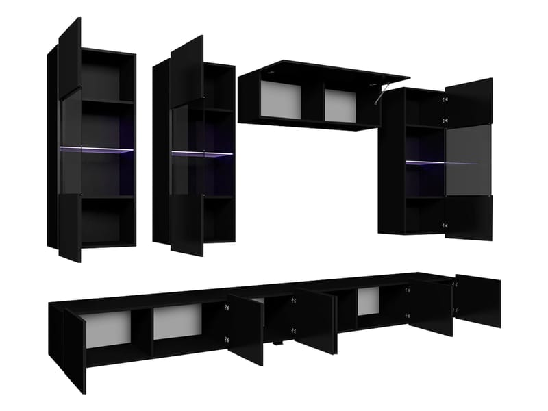 Tessan Tv väggenhet med LED-belysning - brun - Möbler - TV- & Mediamöbler - TV-möbelset