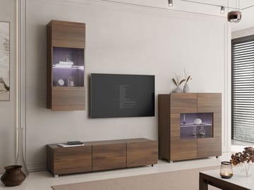 Tessan Tv väggenhet med LED-belysning - brun - Möbler - TV- & Mediamöbler - TV-möbelset