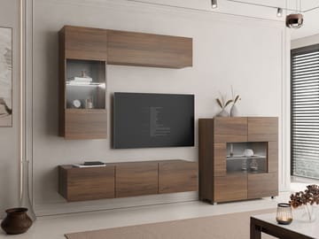 Tessan Tv väggenhet med LED-belysning - brun - Möbler - TV- & Mediamöbler - TV-möbelset