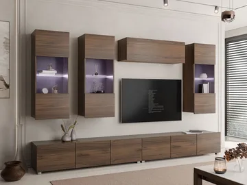 Tessan Tv väggenhet med LED-belysning - brun - Möbler - TV- & Mediamöbler - TV-möbelset