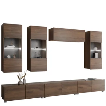 Tessan Tv väggenhet med LED-belysning - brun - Möbler - TV- & Mediamöbler - TV-möbelset