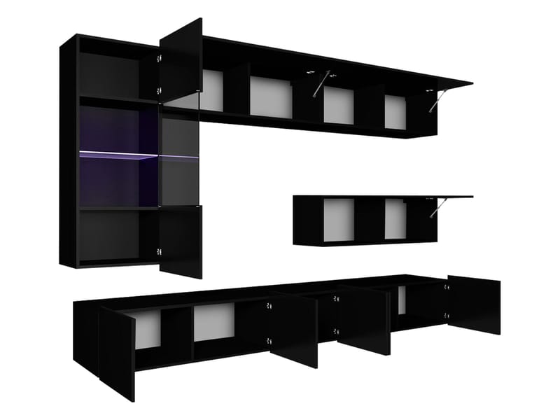Tessan Tv väggenhet med LED-belysning - brun - Möbler - TV- & Mediamöbler - TV-möbelset