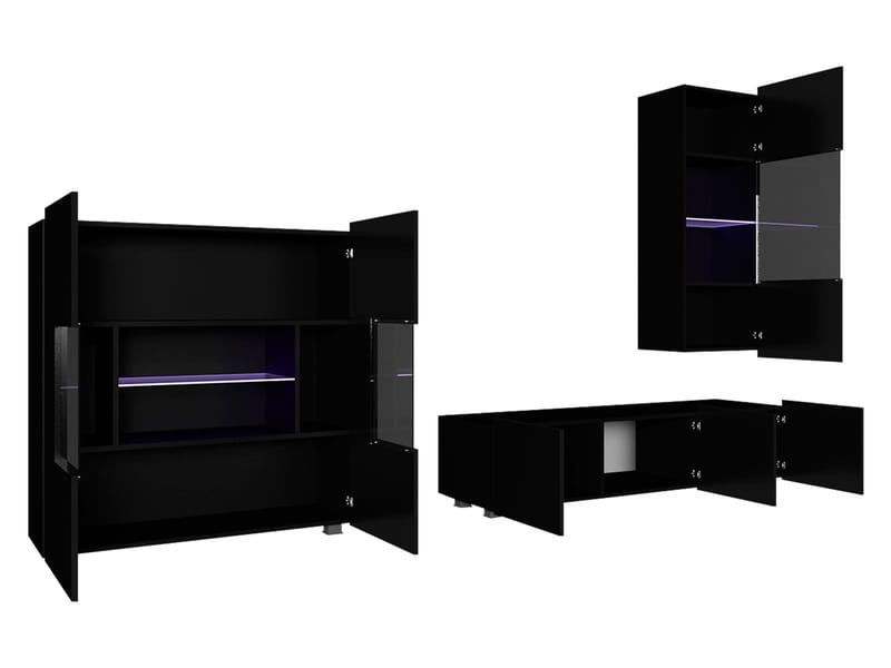 Tessan Tv väggenhet med LED-belysning - brun - Möbler - TV- & Mediamöbler - TV-möbelset