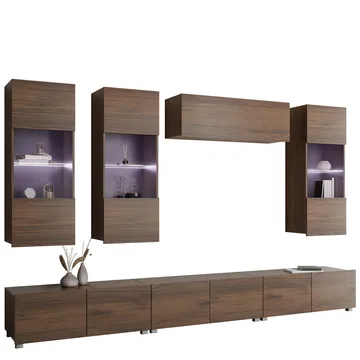 Tessan Tv väggenhet med LED-belysning - brun - Möbler - TV- & Mediamöbler - TV-möbelset