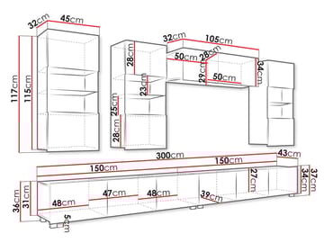Tessan Tv väggenhet med LED-belysning - brun - Möbler - TV- & Mediamöbler - TV-möbelset