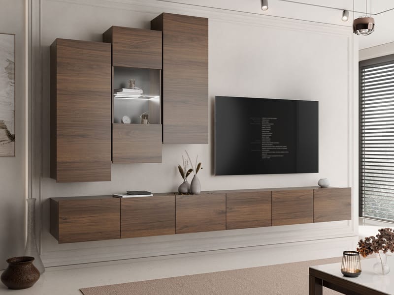 Tessan Tv väggenhet med LED-belysning - brun - Möbler - TV- & Mediamöbler - TV-möbelset