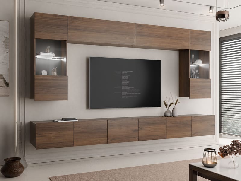 Tessan Tv väggenhet med LED-belysning - vit - Möbler - TV- & Mediamöbler - TV-möbelset