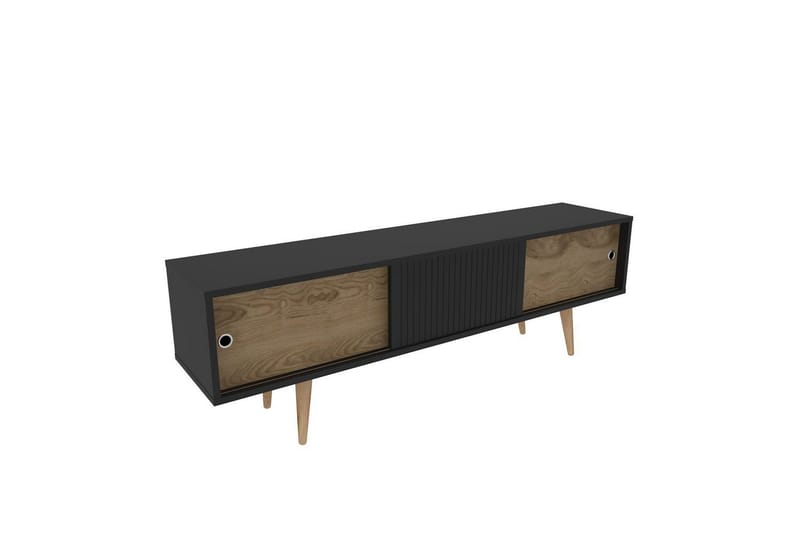 Ticoman Tv-bänk 160 cm - Mediumfärgat trä/Antracit - Möbler - TV- & Mediamöbler - TV bänk & mediabänk