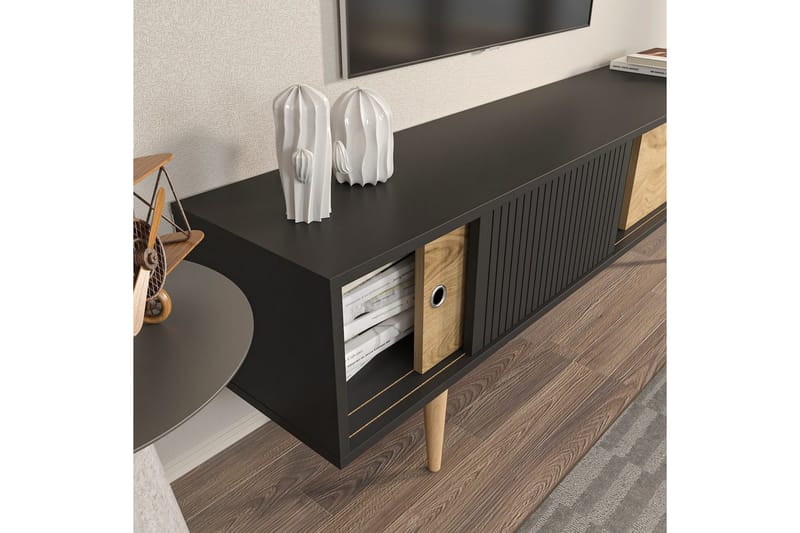 Ticoman Tv-bänk 160 cm - Mediumfärgat trä/Antracit - Möbler - TV- & Mediamöbler - TV bänk & mediabänk