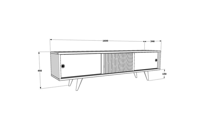 Ticoman Tv-bänk 160 cm - Mediumfärgat trä/Antracit - Möbler - TV- & Mediamöbler - TV bänk & mediabänk