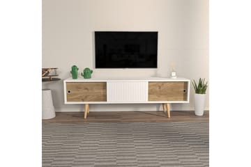 Ticoman Tv-bänk 160 cm - Mediumfärgat trä/Vit - Möbler - TV- & Mediamöbler - TV bänk & mediabänk