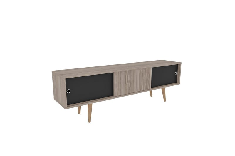 Ticoman Tv-bänk 160 cm - Svart/Mediumfärgat trä - Möbler - TV- & Mediamöbler - TV bänk & mediabänk
