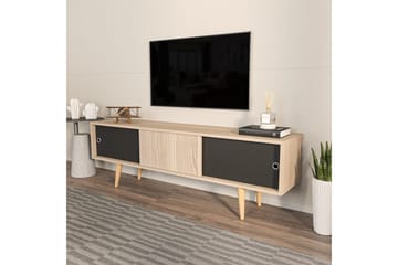 Ticoman Tv-bänk 160 cm - Svart/Mediumfärgat trä - Möbler - TV- & Mediamöbler - TV bänk & mediabänk