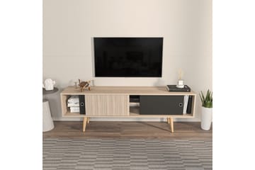 Ticoman Tv-bänk 160 cm - Svart/Mediumfärgat trä - Möbler - TV- & Mediamöbler - TV bänk & mediabänk