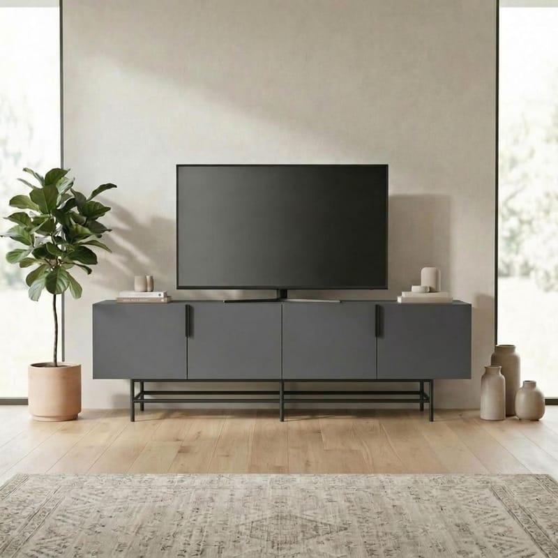 Truvia TV-bänk 200x55x35 cm - Antracit och svart - Möbler - TV- & Mediamöbler - TV bänk & mediabänk