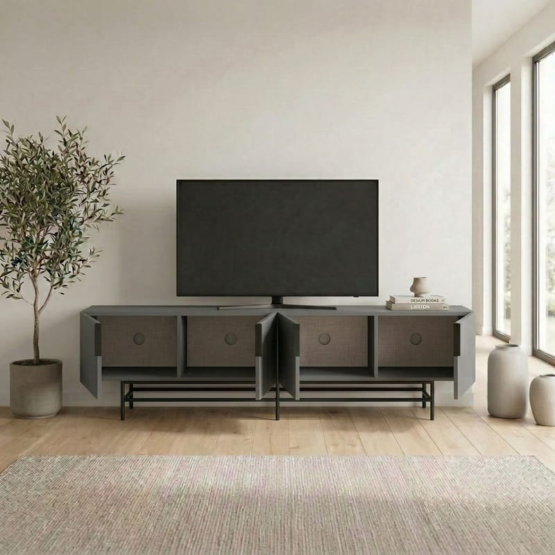 Truvia TV-bänk 200x55x35 cm - Antracit och svart - Möbler - TV- & Mediamöbler - TV bänk & mediabänk