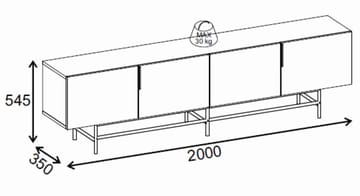 Truvia TV-bänk 200x55x35 cm - naturfärgad ek och svart - Möbler - TV- & Mediamöbler - TV bänk & mediabänk