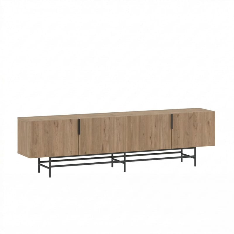Truvia TV-bänk 200x55x35 cm - naturfärgad ek och svart - Möbler - TV- & Mediamöbler - TV bänk & mediabänk