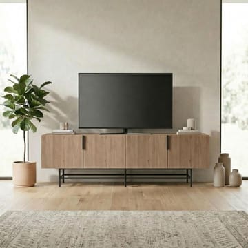 Truvia TV-bänk 200x55x35 cm - naturfärgad ek och svart - Möbler - TV- & Mediamöbler - TV bänk & mediabänk