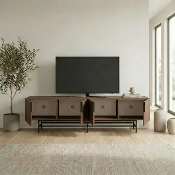 Truvia TV-bänk 200x55x35 cm - Valnöt och svart - Möbler - TV- & Mediamöbler - TV bänk & mediabänk