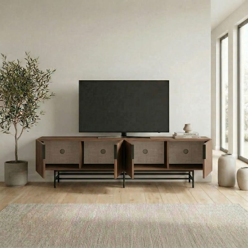 Truvia TV-bänk 200x55x35 cm - Valnöt och svart - Möbler - TV- & Mediamöbler - TV bänk & mediabänk