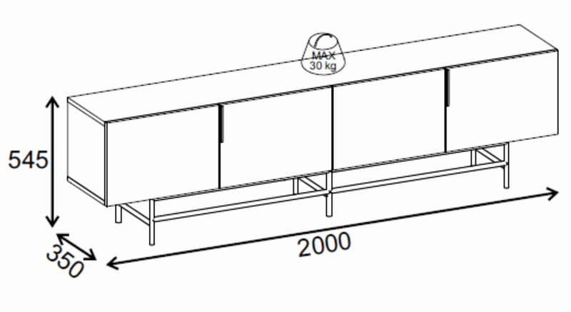 Truvia TV-bänk 200x55x35 cm - Valnöt och svart - Möbler - TV- & Mediamöbler - TV bänk & mediabänk