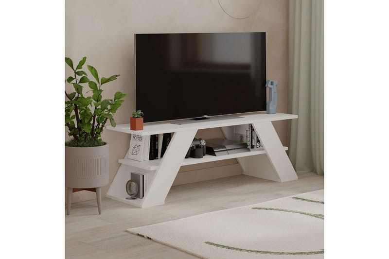 Tv-bänk & mediabänk Homitis TV-bänk Janesh Vit - Möbler - TV- & Mediamöbler - TV bänk & mediabänk