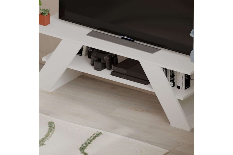 Tv-bänk & mediabänk Homitis TV-bänk Janesh Vit - Möbler - TV- & Mediamöbler - TV bänk & mediabänk