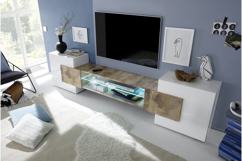 TV-bänk Aime 258 cm - Vit|Trä - TV bänk & mediabänk TV-bänk Aime 258 cm - Vit|Trä - TV bänk & mediabänk