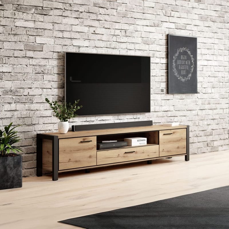 Tv-bänk Aktiv 2 dörrar 1 låda - 210 cm - Möbler - TV- & Mediamöbler - TV bänk & mediabänk