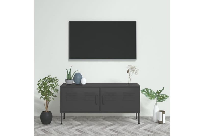 Tv-bänk antracit 105x35x50 cm stål - Grå - TV bänk & mediabänk