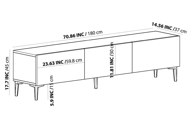 Tv-bänk Artemis 180x37 cm Brun/Svart - Hanah Home - TV bänk & mediabänk