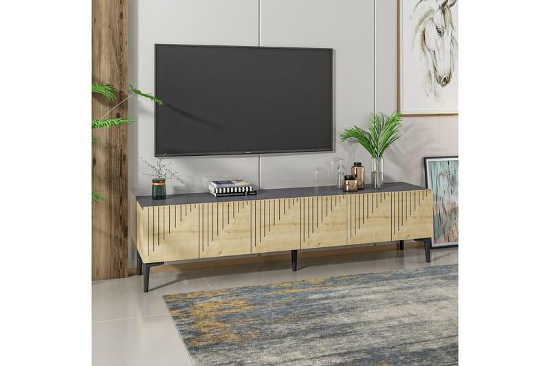 Tv-bänk Artemis 180x37 cm Brun/Svart - Hanah Home - TV bänk & mediabänk