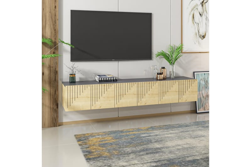 Tv-bänk Artemis 180x37 cm Brun/Svart - Hanah Home - TV bänk & mediabänk