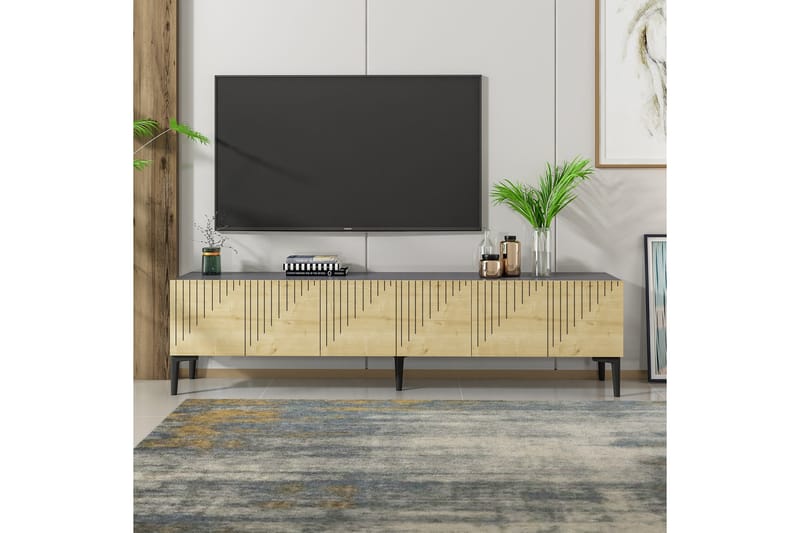 Tv-bänk Artemis 180x37 cm Brun/Svart - Hanah Home - TV bänk & mediabänk