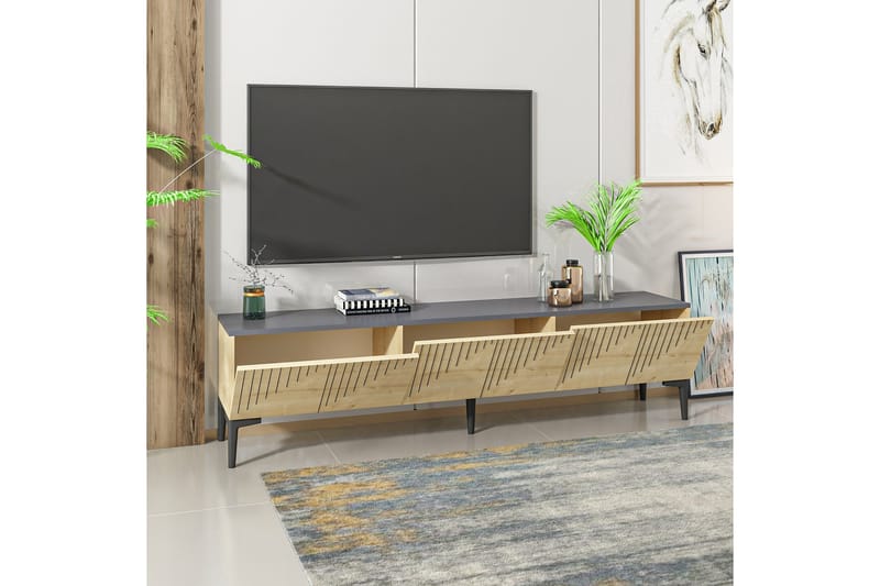 Tv-bänk Artemis 180x37 cm Brun/Svart - Hanah Home - TV bänk & mediabänk