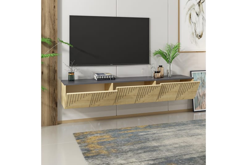 Tv-bänk Artemis 180x37 cm Brun/Svart - Hanah Home - TV bänk & mediabänk