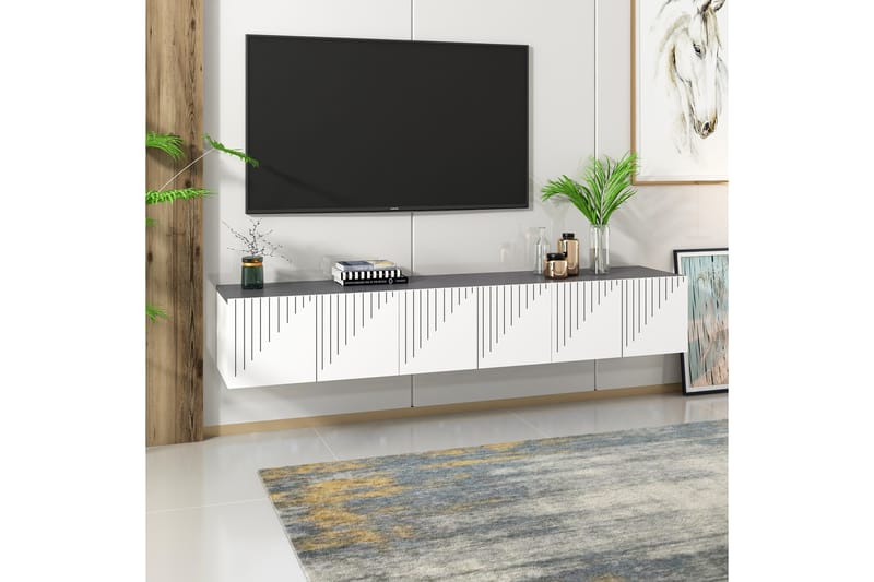 Tv-bänk Artemis 180x37 cm Vit/Svart - Hanah Home - TV bänk & mediabänk