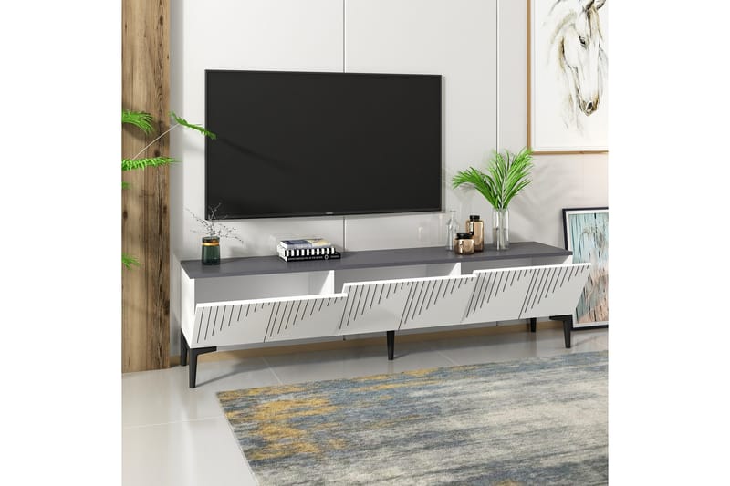 Tv-bänk Artemis 180x37 cm Vit/Svart - Hanah Home - TV bänk & mediabänk