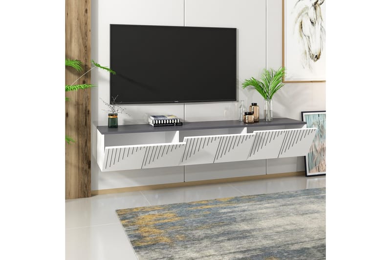 Tv-bänk Artemis 180x37 cm Vit/Svart - Hanah Home - TV bänk & mediabänk