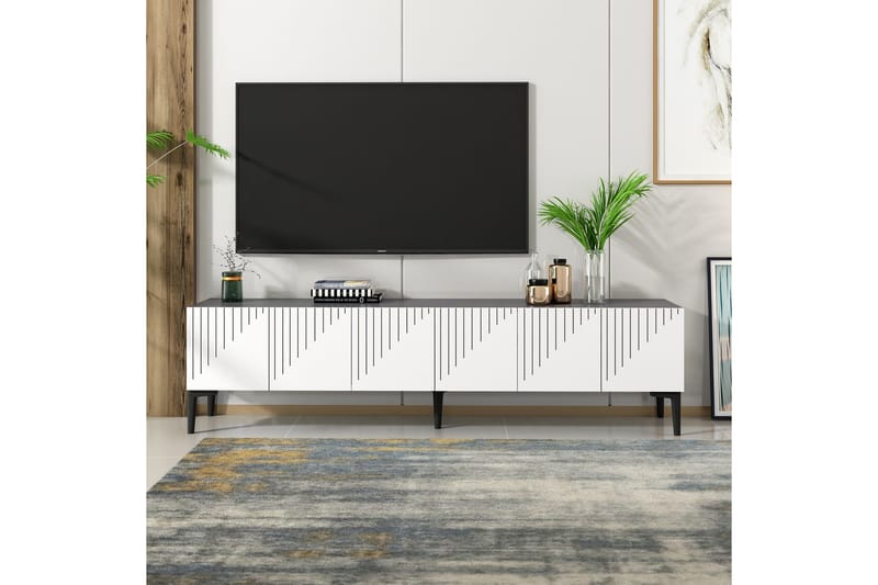 Tv-bänk Artemis 180x37 cm Vit/Svart - Hanah Home - TV bänk & mediabänk