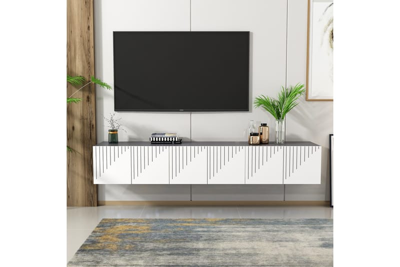 Tv-bänk Artemis 180x37 cm Vit/Svart - Hanah Home - TV bänk & mediabänk