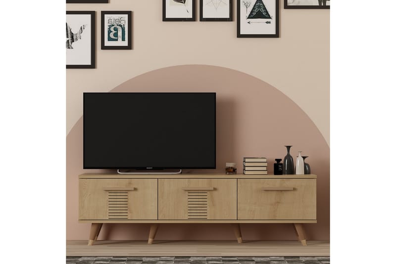 Tv-bänk Asimo 150x35 cm Brun - Hanah Home - TV bänk & mediabänk
