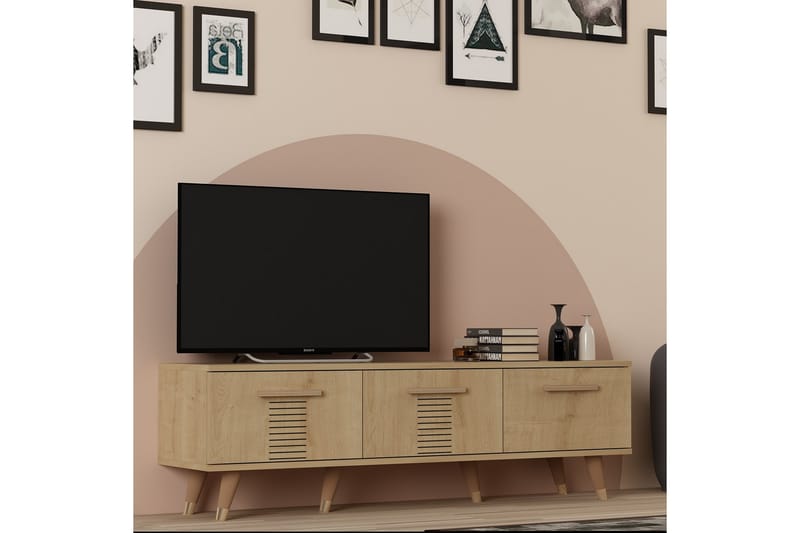 Tv-bänk Asimo 150x35 cm Brun - Hanah Home - TV bänk & mediabänk