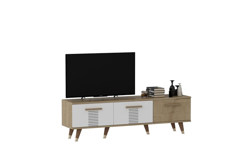 Tv-bänk Asimo 150x35 cm Brun/Vit - Hanah Home - TV bänk & mediabänk