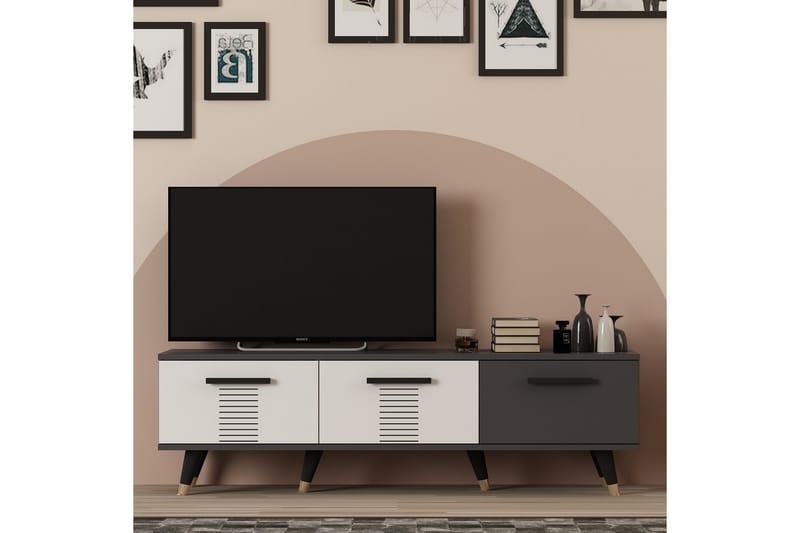 Tv-bänk Asimo 150x35 cm Svart/Vit - Hanah Home - Möbler - TV- & Mediamöbler - TV bänk & mediabänk
