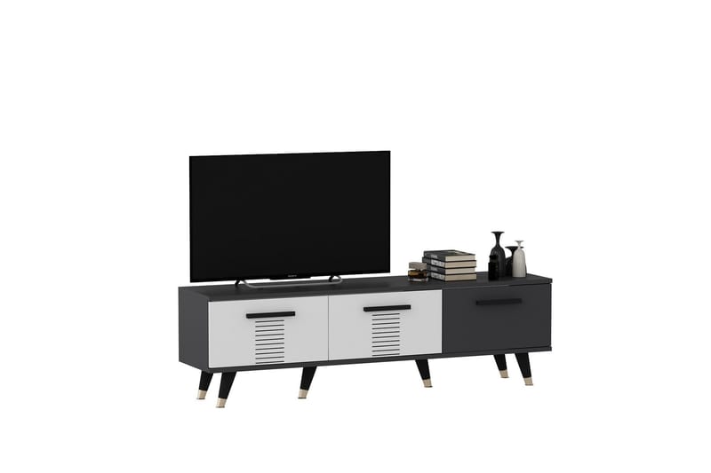 Tv-bänk Asimo 150x35 cm Svart/Vit - Hanah Home - Möbler - TV- & Mediamöbler - TV bänk & mediabänk
