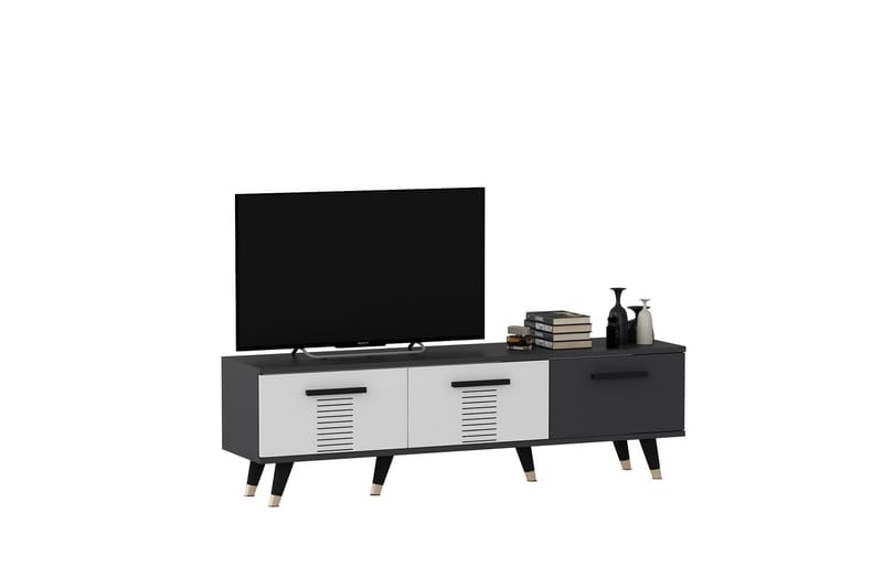 Tv-bänk Asimo 150x35 cm Svart/Vit - Hanah Home - TV bänk & mediabänk
